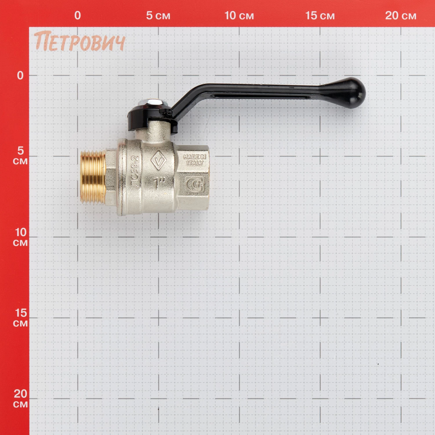 Кран шаровой латунный Bugatti 1 ВР(г) х 1 НР(ш) ручка прямой (03050213)