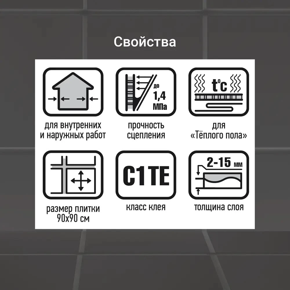 Клей для плитки/ керамогранита/ камня Unis Плюс класс C1 TE 25 кг