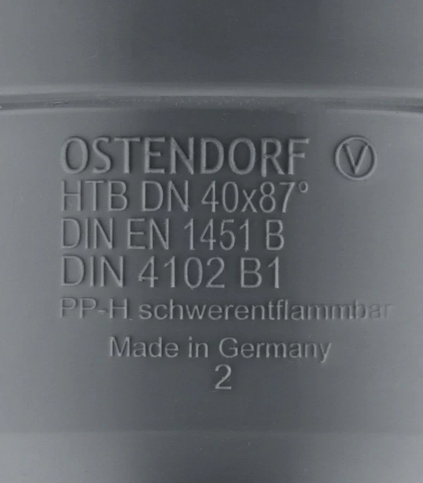 Отвод Ostendorf НТВ d40 мм 87° пластиковый для внутренней канализации (111140)