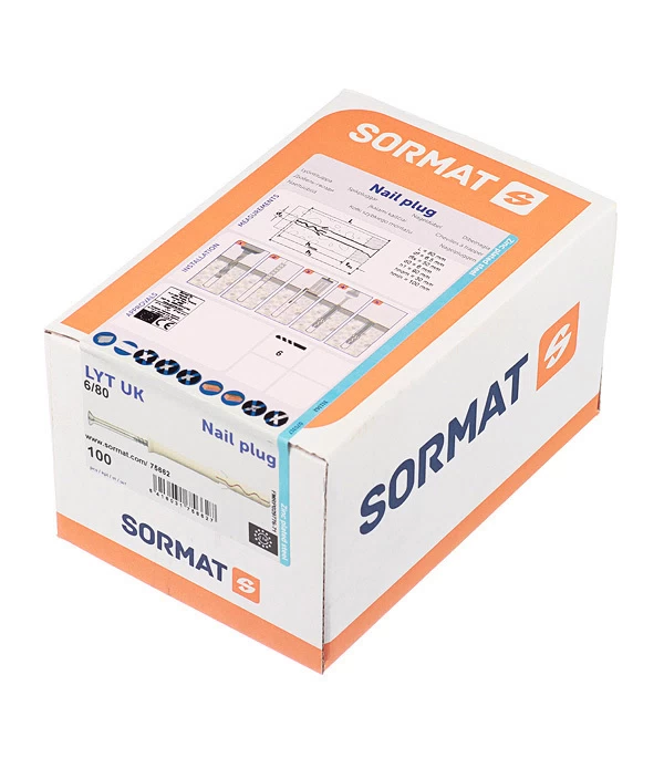 Дюбель-гвоздь Sormat 6x80 мм потайная манжета нейлон (100 шт.)