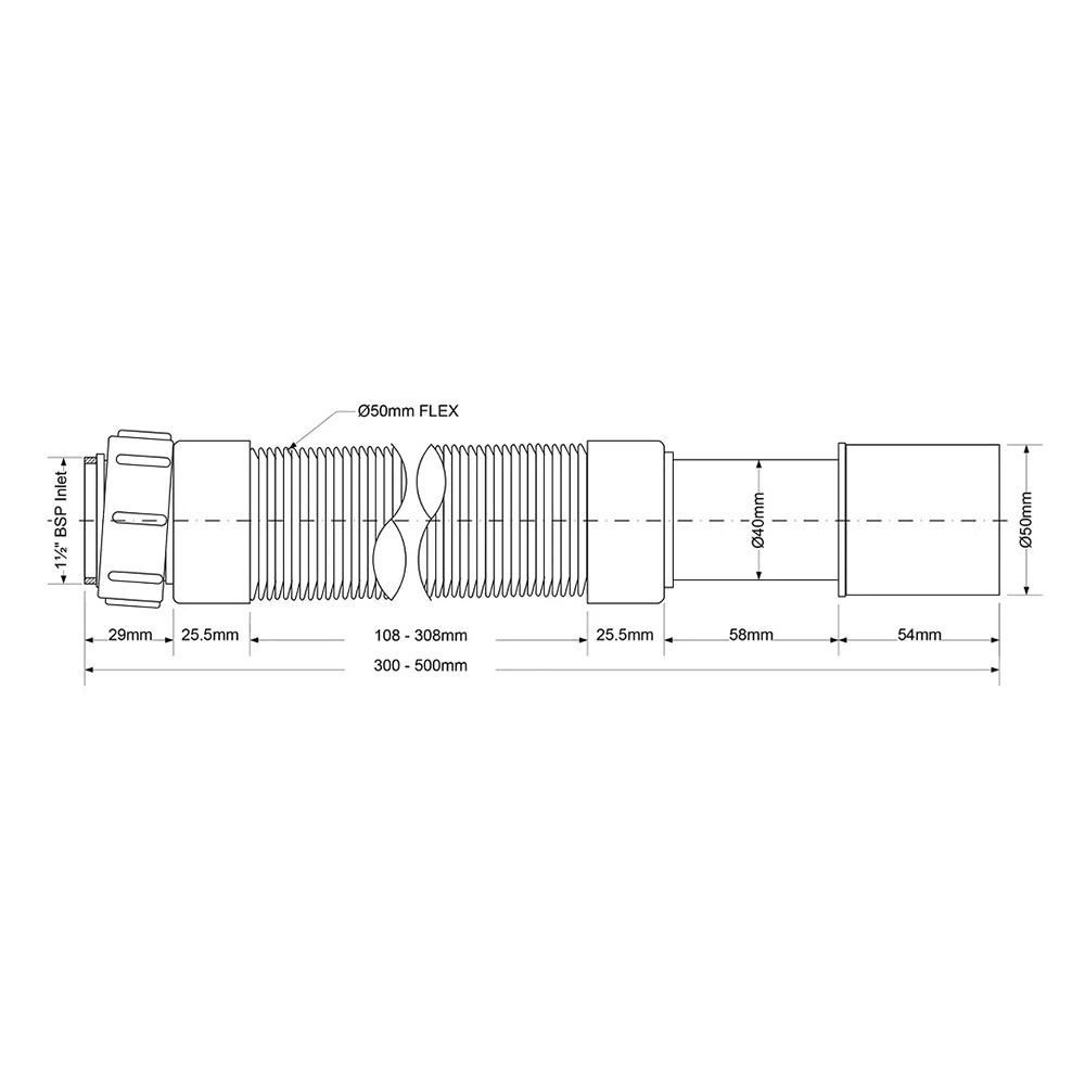 Сифон гофрированный McAlpine 1 1/2х40/50 мм (MRMF2-05)